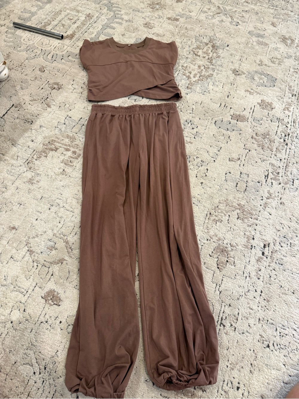 FP Look like Wide-Leg Brown Lounge Pants - Relaxed Women's Jumpsuit Bottoms
